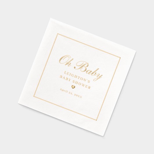 Elegant Oh Baby Script Kalligrafie Baby shower Folie Servetten (Links)
