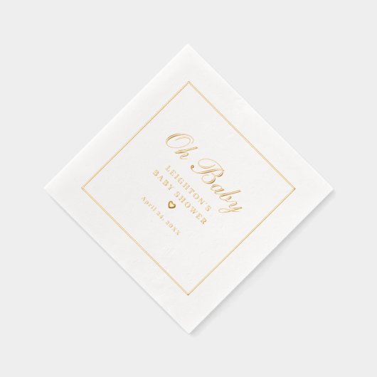 Elegant Oh Baby Script Kalligrafie Baby shower Folie Servetten (Rechts)