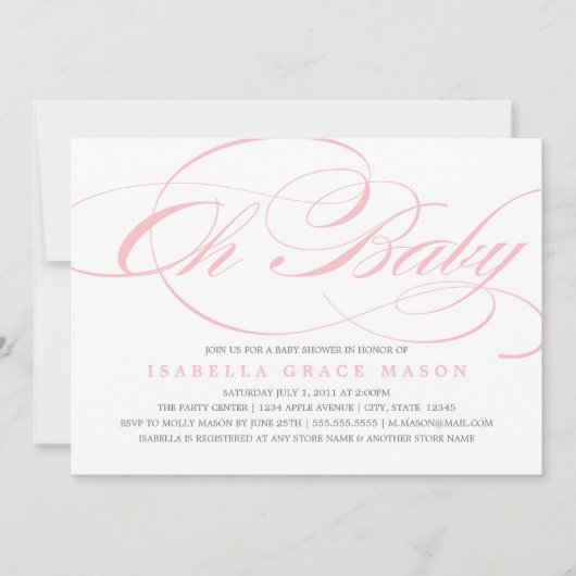 Elegant Oh Baby | Uitnodiging tot Baby shower (Voorkant)