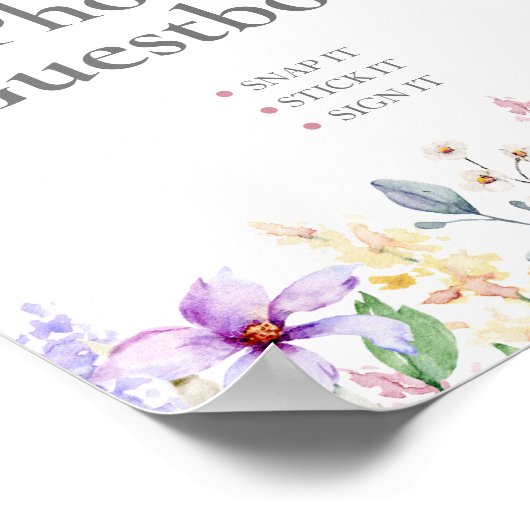 Elegant Oh Baby Wildflower Foto Guest Book Poster (Hoek)