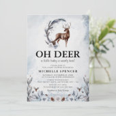 Elegant Oh Deer! Winter Genderneutraal Baby shower Kaart (Staand voorkant)