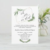 Elegant Oh Ja Dat Hebben We Olijf Goud Bruiloft Kaart (Staand voorkant)