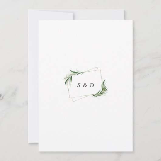 Elegant Oh Ja We Hebben Olijf Goud Bruiloft Kaart (Achterkant)