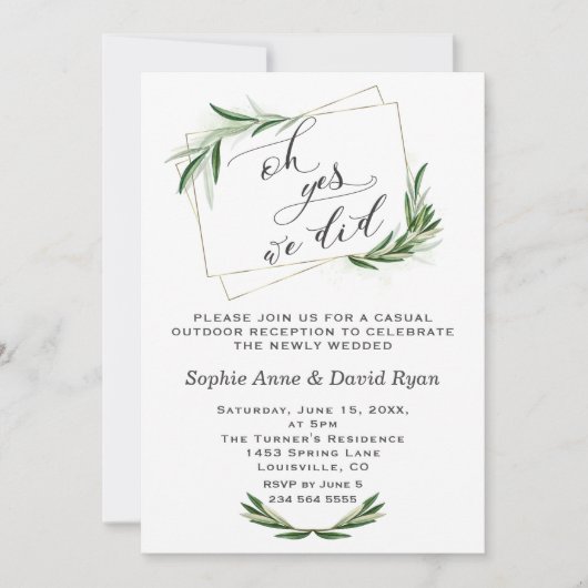 Elegant Oh Ja We Hebben Olijf Gouden Bruiloft Kaart (Voorkant)