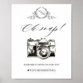 Elegant Oh Snap met Monogram, hashtag camerateken Poster (Voorkant)