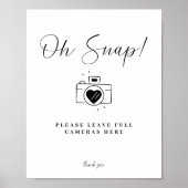 Elegant Oh Snap Wegwerp Camera Trouwbord Poster (Voorkant)