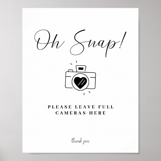Elegant Oh Snap Wegwerp Camera Trouwbord Poster (Voorkant)