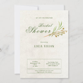 Elegant oker crème groen rustiek Vrijgezellenfeest Kaart