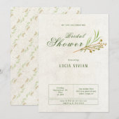 Elegant oker crème groen rustiek Vrijgezellenfeest Kaart (Voorkant / Achterkant)