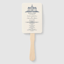 Elegant Old Chateau Manor huwelijksprogramma Handwaaier