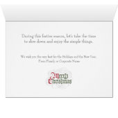 Elegant Old English Merry Kerstkalligrafie (Binenzijde Horizontaal (Onderkant))