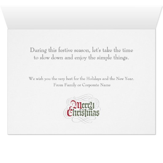 Elegant Old English Merry Kerstkalligrafie (Binenzijde Horizontaal (Onderkant))