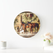 Elegant old fashioned horses equestrian clock grote klok (Huis)