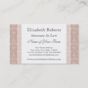 Elegant Old Fashioned  Taupe Damask Visitekaartje