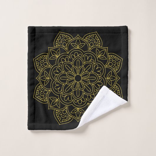 Elegant Old Gold Mandalas op Black Bad Handdoek (Wasdoekje)