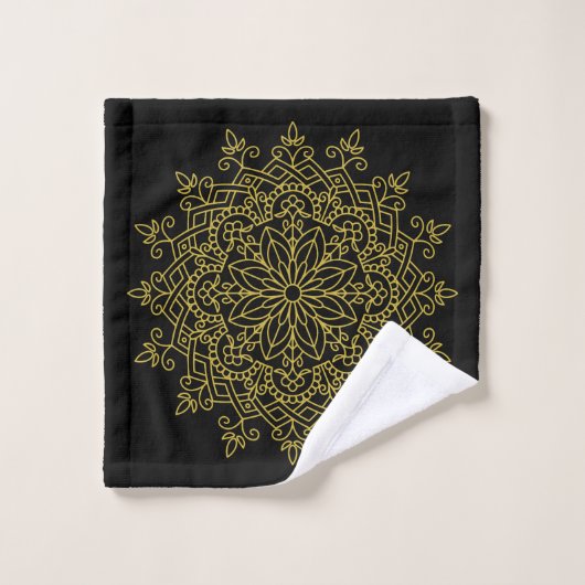 Elegant Old Gold Mandalas op Black Bad Handdoek (Wasdoekje)