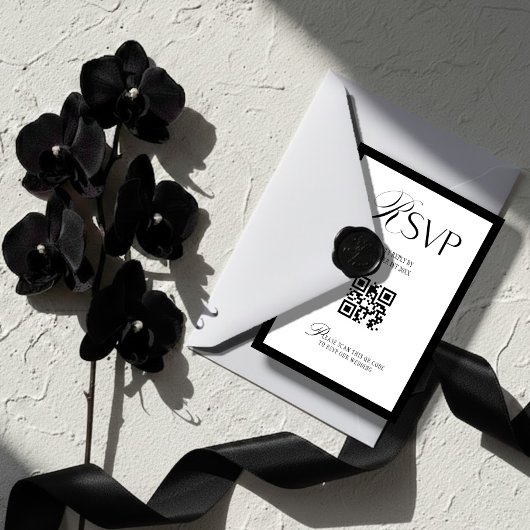 Elegant Old Money Black and White  RSVP Kaartje