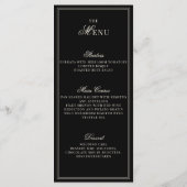 Elegant Old Money Black Ivory Checkered Wedding Menu (Achterkant)