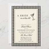 Elegant Old Money Checkered Martini Bridal Shower Kaart (Voorkant)