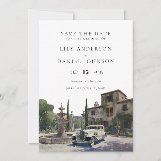 Elegant Old Money Country Estate Wedding Save The Date (Voorkant)
