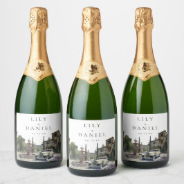 Elegant Old Money Country Estate Wedding Sparkling Wijnetiket