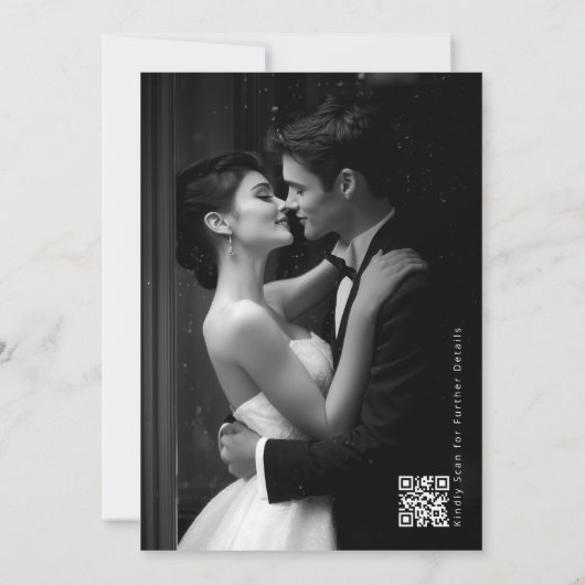 Elegant Old Money Deep Burgundy QR Code Wedding Kaart (Achterkant)