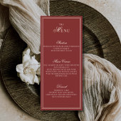 Elegant Old Money Deep Red Ivory Checkered Wedding Menu