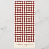 Elegant Old Money Deep Red Ivory Checkered Wedding Menu (Voorkant)