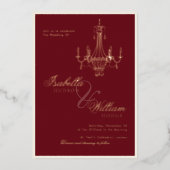 Elegant Old Money Deep Red Photo Timeless Wedding Folie Uitnodiging (Voorkant)