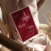 Elegant Old Money Deep Red Retro Timeless Wedding Kaart