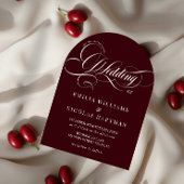 Elegant Old Money Script Burgundy Wedding Kaart