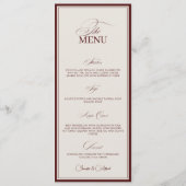 Elegant Old Money Wedding Red Dinner Menu Card (Voorkant)