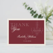 Elegant Old Money Wine Red Wedding Thank You Bedankkaart (Staand voorkant)