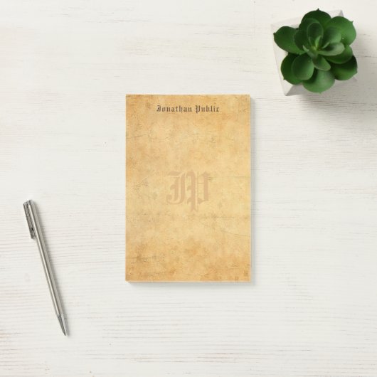 Elegant  Old Paper Kijk Monogram Sjabloon Post-it® Notes (Kantoor)