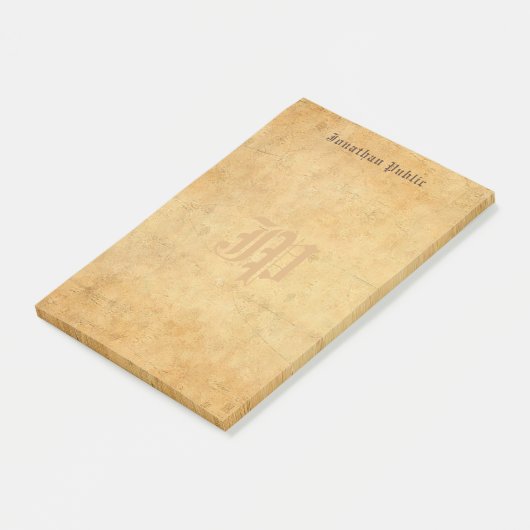 Elegant Old Paper Kijk Monogram Sjabloon Post-it® Notes (Schuin)