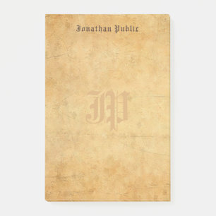 Elegant  Old Paper Kijk Monogram Sjabloon Post-it® Notes