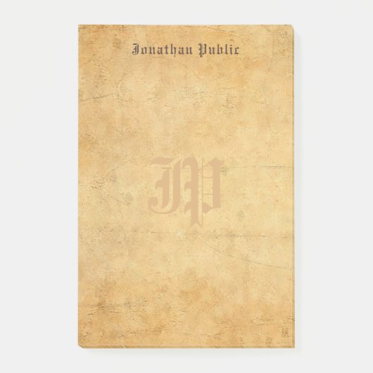 Elegant  Old Paper Kijk Monogram Sjabloon Post-it® Notes (Voorkant)