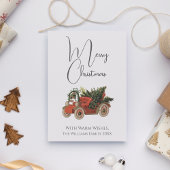 Elegant Old Red Car  Style, prettig kerstfeest Feestdagenkaart