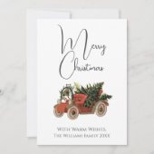 Elegant Old Red Car  Style, prettig kerstfeest Feestdagenkaart (Voorkant)