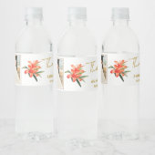 Elegant Oleander Bedankt Trouwfoto Waterfles Etiket (Flessen)