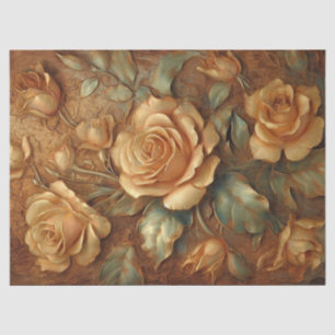 Elegant olieverfschilderij goud Franse rozen Tissuepapier