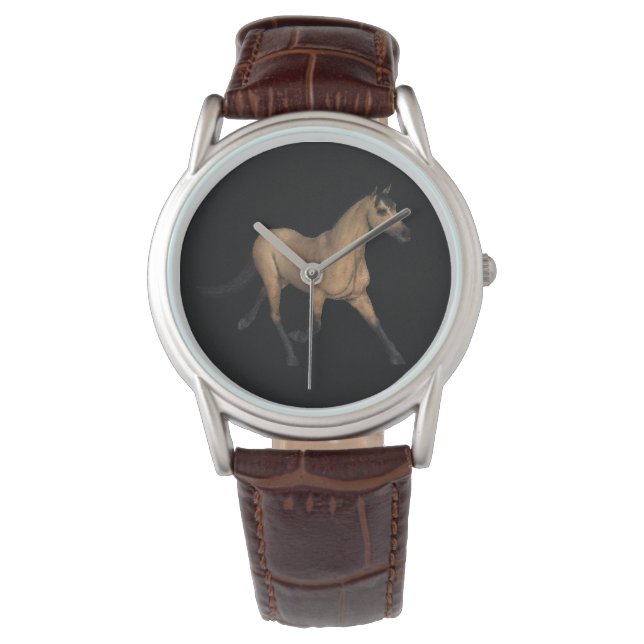 Elegant olieverfschilderij paard horloge (Voorkant)