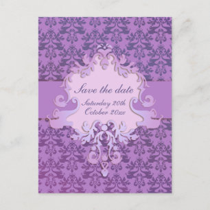 Elegant olifant demask save the date paars card aankondigingskaart