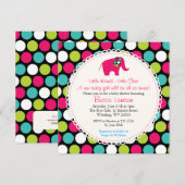 Elegant olifant pokadots Baby Shower Invitations Kaart (Voorkant / Achterkant)