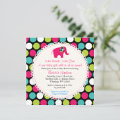 Elegant olifant pokadots Baby Shower Invitations Kaart (Staand voorkant)