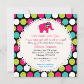 Elegant olifant pokadots Baby Shower Invitations Kaart (Voorkant)