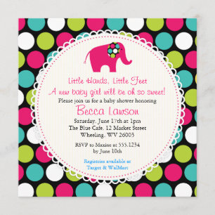 Elegant olifant pokadots Baby Shower Invitations Kaart