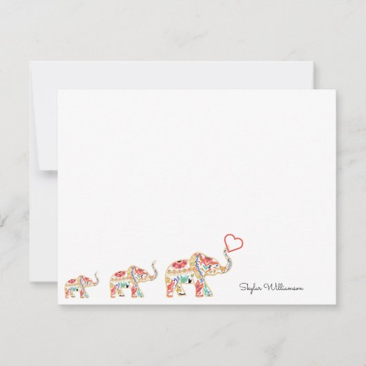 Elegant olifant Train Floral Decoratief  Notitiekaartje (Voorkant)