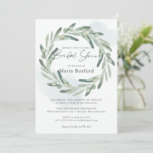 Elegant Olife Sprig Branch Wreater Vrijgezellenfee Kaart (Staand voorkant)