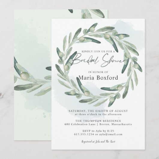 Elegant Olife Sprig Branch Wreater Vrijgezellenfee Kaart (Voorkant / Achterkant)